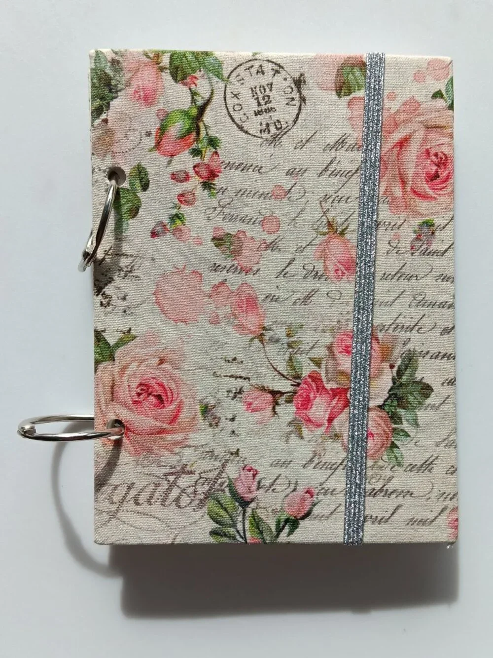 New Notepad Cardstock Hardcover Floral Metal Loop Bound 4.5